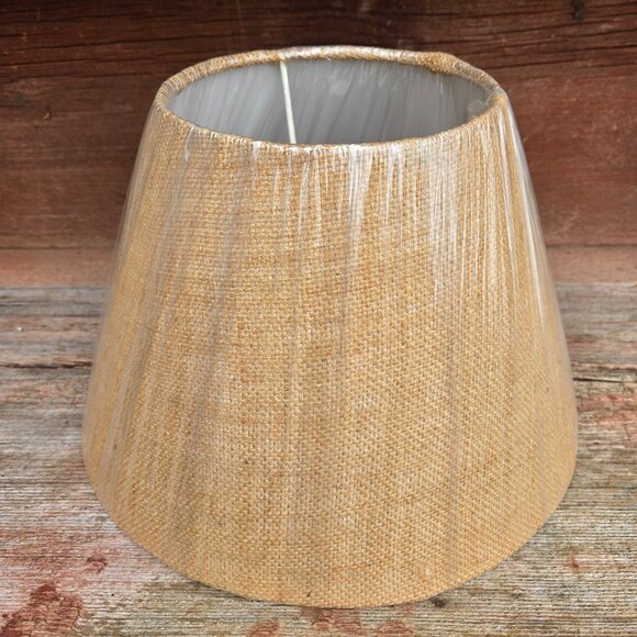 Other - 12 Inch Lamp Shade with Under the Bulb Mount White and Brown Tweed Country Décor